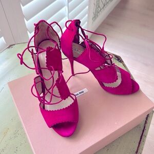 L.K.Bennett London hot pink stilettos, suede, size 38